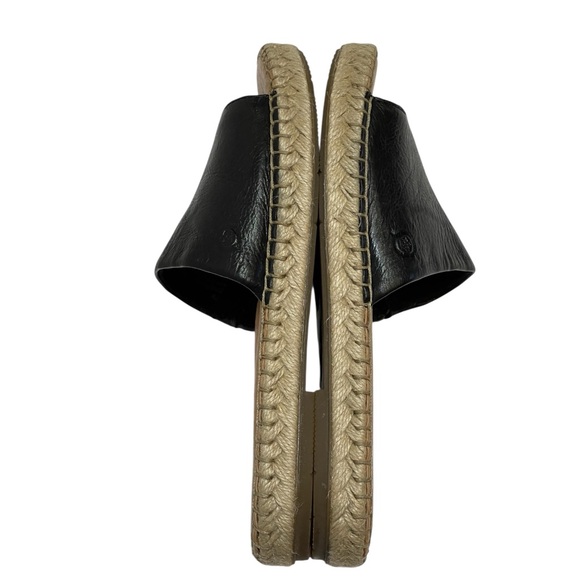 BORN SAN BENITO BLACK LEATHER ESPADRILLE SLIDE SANDALS SZ 7M EUC - Picture 2 of 14
